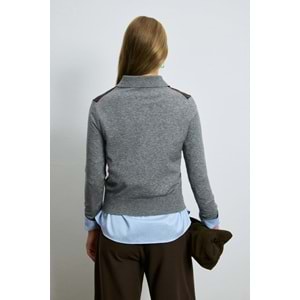 Lufian 122090047 Luna Yün Karışımlı Polo Yaka Triko Kazak Kadın Sweatshirt