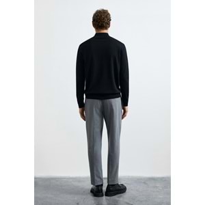 Lufian 112090201 Opulent Yün Karışımlı Fermuarlı Dik Yaka Triko Kazak Erkek Sweatshirt