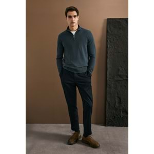 Lufian 112090201 Opulent Yün Karışımlı Fermuarlı Dik Yaka Triko Kazak Erkek Sweatshirt