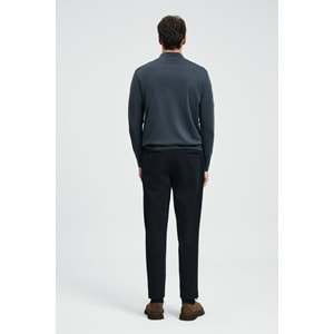 Lufian 112090201 Opulent Yün Karışımlı Fermuarlı Dik Yaka Triko Kazak Erkek Sweatshirt