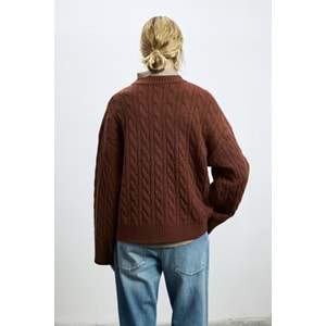 Lufian 122090061 Stella Deve Tüyü Karışımlı Bisiklet Yaka Triko Kazak Kadın Sweatshirt