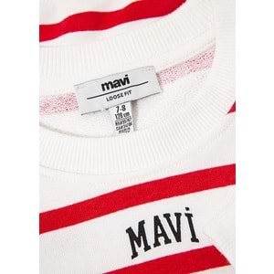 Mavi M7S10038-82054 Logo Baskılı Çizgili Kız Çocuk Sweatshirt