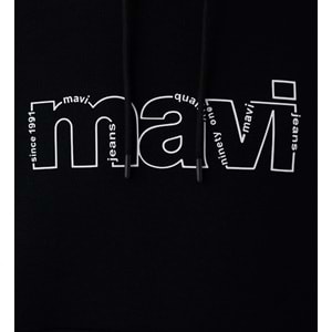 Mavi M0S10196-900 Mavi Logo Baskılı Kapüşonlu Erkek Sweatshirt