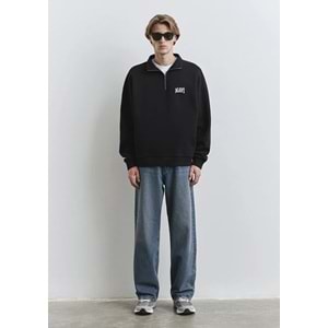 Mavi M0S10208-900 Mavi Logo Baskılı Yarı Fermuarlı Erkek Sweatshirt