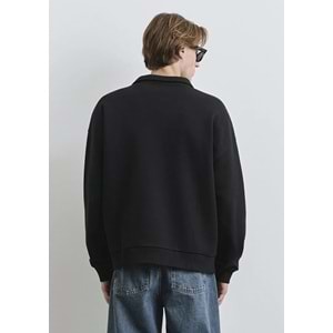 Mavi M0S10208-900 Mavi Logo Baskılı Yarı Fermuarlı Erkek Sweatshirt