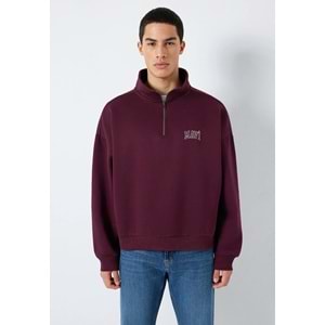 Mavi M0S10208-70434 Mavi Logo Baskılı Yarı Fermuarlı Erkek Sweatshirt