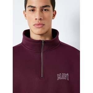 Mavi M0S10208-70434 Mavi Logo Baskılı Yarı Fermuarlı Erkek Sweatshirt