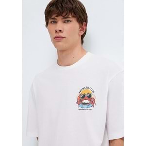 Mavi M0613386-620 Mavi Yengeç Baskılı Tişört Erkek T-Shirt