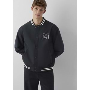 Mavi M0110830-71379 Mavi Jeans Baskılı Siyah Kolej Ceket Erkek Mont