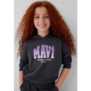 Mavi M7S10179-70087 Mavi Logo Baskılı Kapüşonlu Kız Çocuk Sweatshirt