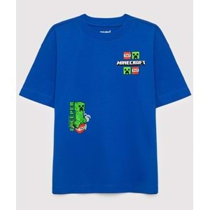 Mavi M6610495-70896 Minecraft Baskılı Erkek Çocuk Tişört