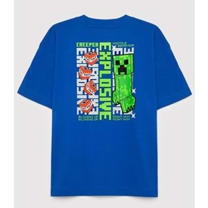 Mavi M6610495-70896 Minecraft Baskılı Erkek Çocuk Tişört