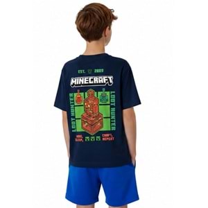 Mavi M6610494-84371 Minecraft Baskılı Erkek Çocuk Tişört