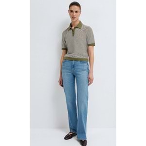Mavi M1614310-91729 Çizgili Polo Yaka T-Shirt Kadın Tişört