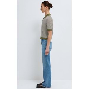 Mavi M1614310-91729 Çizgili Polo Yaka T-Shirt Kadın Tişört