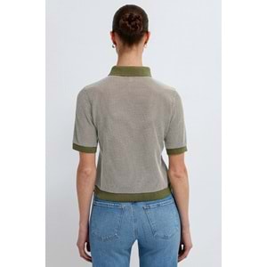 Mavi M1614310-91729 Çizgili Polo Yaka T-Shirt Kadın Tişört