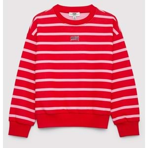 Mavi M7S10038-88044 Logo Baskılı Çizgili Kız Çocuk Sweatshirt