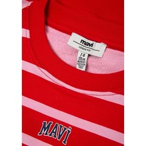 Mavi M7S10038-88044 Logo Baskılı Çizgili Kız Çocuk Sweatshirt