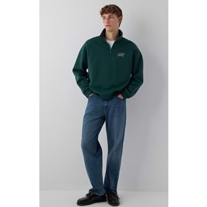 Mavi M0S10208-85173 Mavi Logo Baskılı Yarı Fermuarlı Erkek Sweatshirt