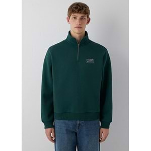 Mavi M0S10208-85173 Mavi Logo Baskılı Yarı Fermuarlı Erkek Sweatshirt