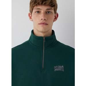 Mavi M0S10208-85173 Mavi Logo Baskılı Yarı Fermuarlı Erkek Sweatshirt