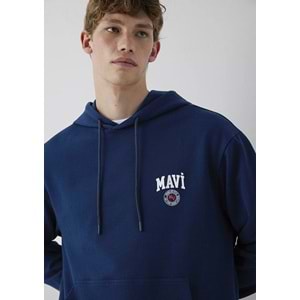Mavi M0S10656-89353 Mavi Logo Baskılı Kapüşonlu Erkek Sweatshirt