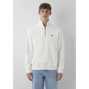 Mavi M0S10613-70057 Mavi Patch Logo Nakışlı Yarı Fermuarlı Erkek Sweatshirt