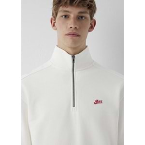 Mavi M0S10613-70057 Mavi Patch Logo Nakışlı Yarı Fermuarlı Erkek Sweatshirt
