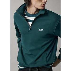 Mavi M0S10613-90366 Mavi Patch Logo Nakışlı Yarı Fermuarlı Erkek Sweatshirt