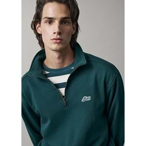 Mavi M0S10613-90366 Mavi Patch Logo Nakışlı Yarı Fermuarlı Erkek Sweatshirt