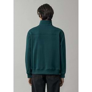 Mavi M0S10613-90366 Mavi Patch Logo Nakışlı Yarı Fermuarlı Erkek Sweatshirt