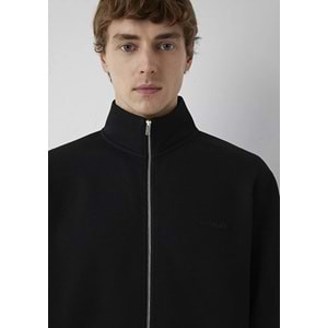 Mavi M0S10628-900 Mavi Black Logo Baskılı Fermuarlı Erkek Sweatshirt