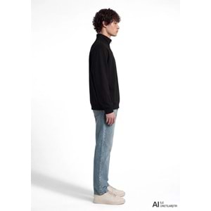 Mavi M0S10585-900 Mavi Logo Baskılı Yarı Fermuarlı Sweatshirt Erkek Sweatshirt