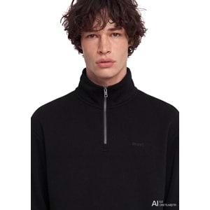 Mavi M0S10585-900 Mavi Logo Baskılı Yarı Fermuarlı Sweatshirt Erkek Sweatshirt