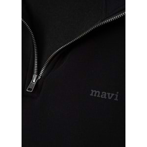 Mavi M0S10585-900 Mavi Logo Baskılı Yarı Fermuarlı Sweatshirt Erkek Sweatshirt