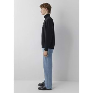 Mavi M0S10655-900 Mavi Logo Baskılı Fermuarlı Erkek Sweatshirt