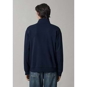 Mavi M0S10655-70497 Mavi Logo Baskılı Fermuarlı Erkek Sweatshirt
