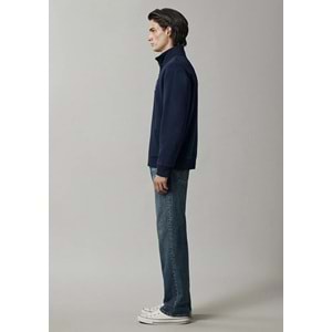Mavi M0S10655-70497 Mavi Logo Baskılı Fermuarlı Erkek Sweatshirt