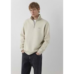 Mavi M0S10585-70322 Mavi Logo Baskılı Yarı Fermuarlı Sweatshirt Erkek Sweatshirt