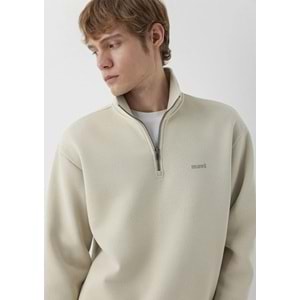 Mavi M0S10585-70322 Mavi Logo Baskılı Yarı Fermuarlı Sweatshirt Erkek Sweatshirt