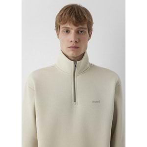 Mavi M0S10585-70322 Mavi Logo Baskılı Yarı Fermuarlı Sweatshirt Erkek Sweatshirt