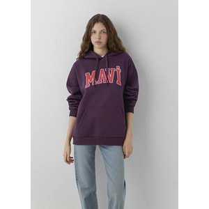 Mavi M1600361-70635 Mavi Logo Baskılı Kapüşonlu Kadın Sweatshirt