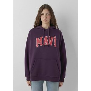 Mavi M1600361-70635 Mavi Logo Baskılı Kapüşonlu Kadın Sweatshirt