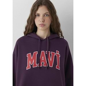 Mavi M1600361-70635 Mavi Logo Baskılı Kapüşonlu Kadın Sweatshirt