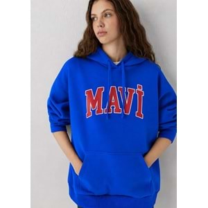 Mavi M1600361-70758 Mavi Logo Baskılı Kapüşonlu Kadın Sweatshirt