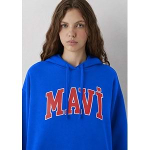 Mavi M1600361-70758 Mavi Logo Baskılı Kapüşonlu Kadın Sweatshirt