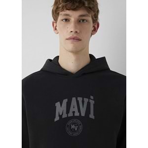 Mavi M0S10646-900 Mavi Logo Baskılı Kapüşonlu Erkek Sweatshirt