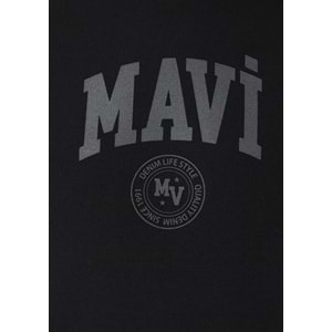 Mavi M0S10646-900 Mavi Logo Baskılı Kapüşonlu Erkek Sweatshirt