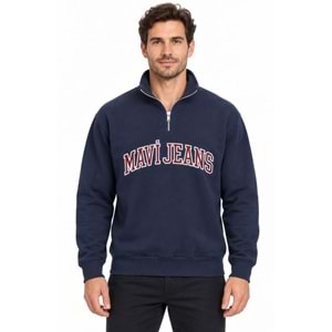 Mavi M0S20113-86415 Mavi Jeans Logo Nakışlı Yarım Fermuarlı Erkek Sweatshirt