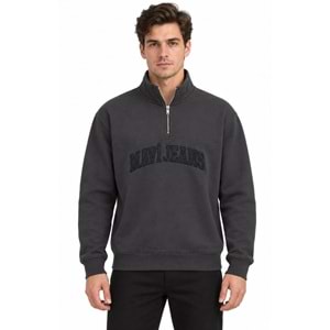 Mavi M0S20113-91405 Mavi Jeans Logo Nakışlı Yarım Fermuarlı Erkek Sweatshirt